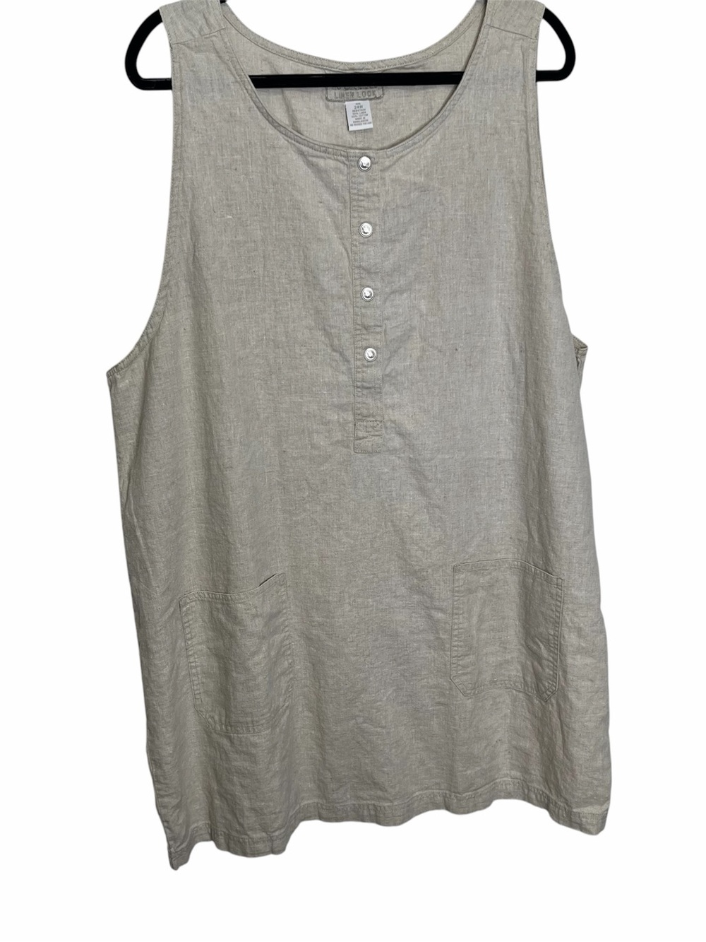 No Excuses Linen Look Vintage Jumper Dress Sz 24W Biege 90s Y2K Cottage Modest